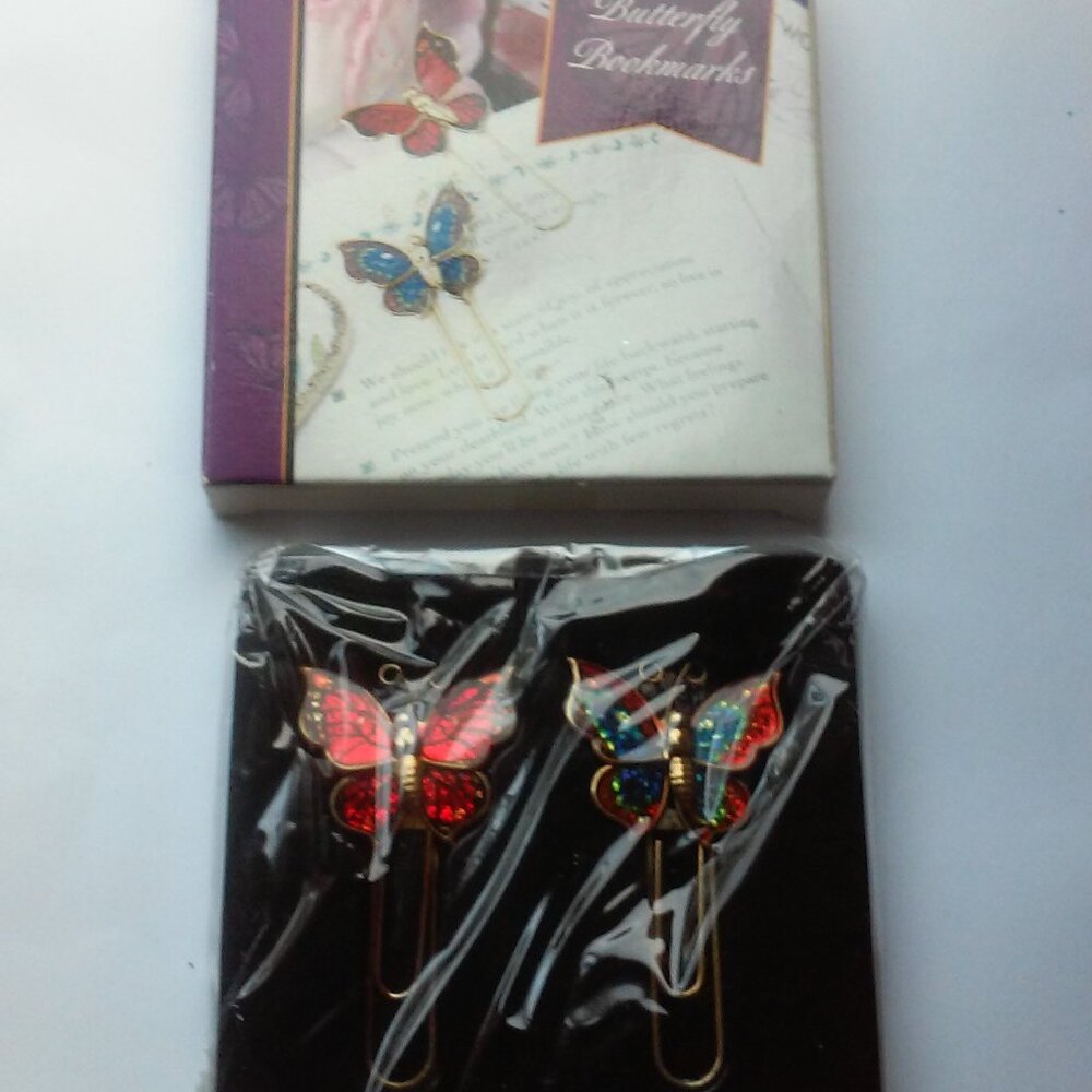 Butterfly Bookmarks Each are 2 1/4" x 1 1/4" Box Opened Never Used In Plastic